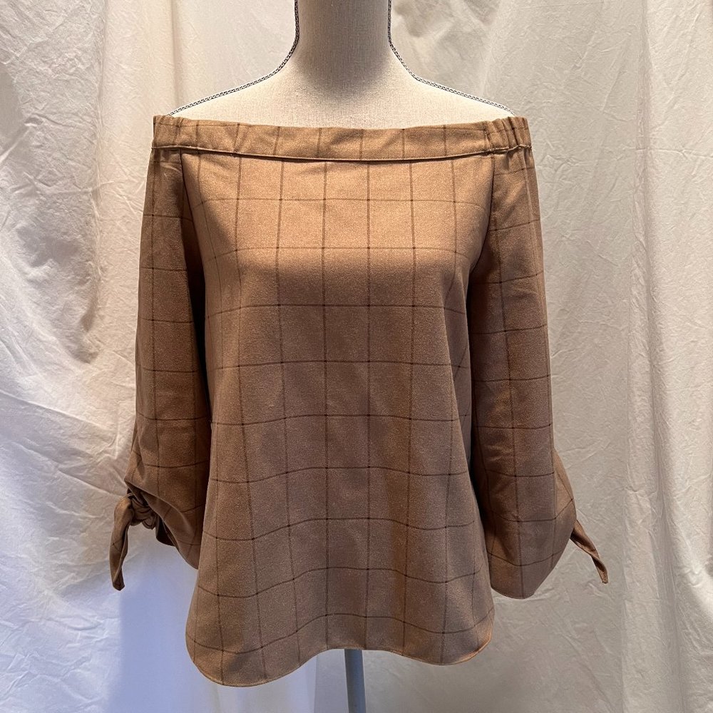 Sugar + Lips brown plaid blouse